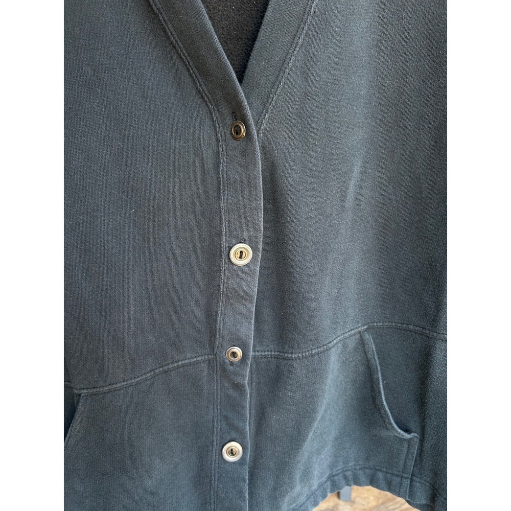 Bobbie Brooks Fleece Cardigan Women XL Black Excellent Button Front Pockets - Picture 3 of 8